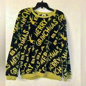 The Grinch Black Merry Grinchmas Fleece Pull-Over Top Size XL